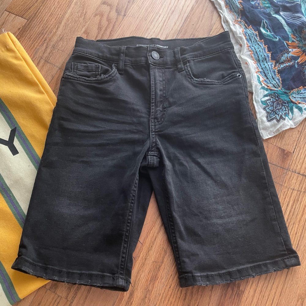 Zara Black Straight Fit Denim Shorts